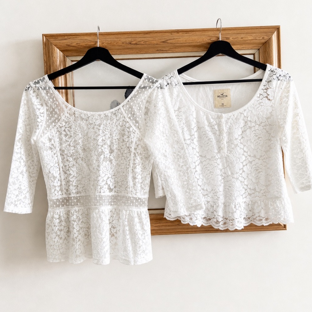 Hollister White Lace Tops NWT XS + S